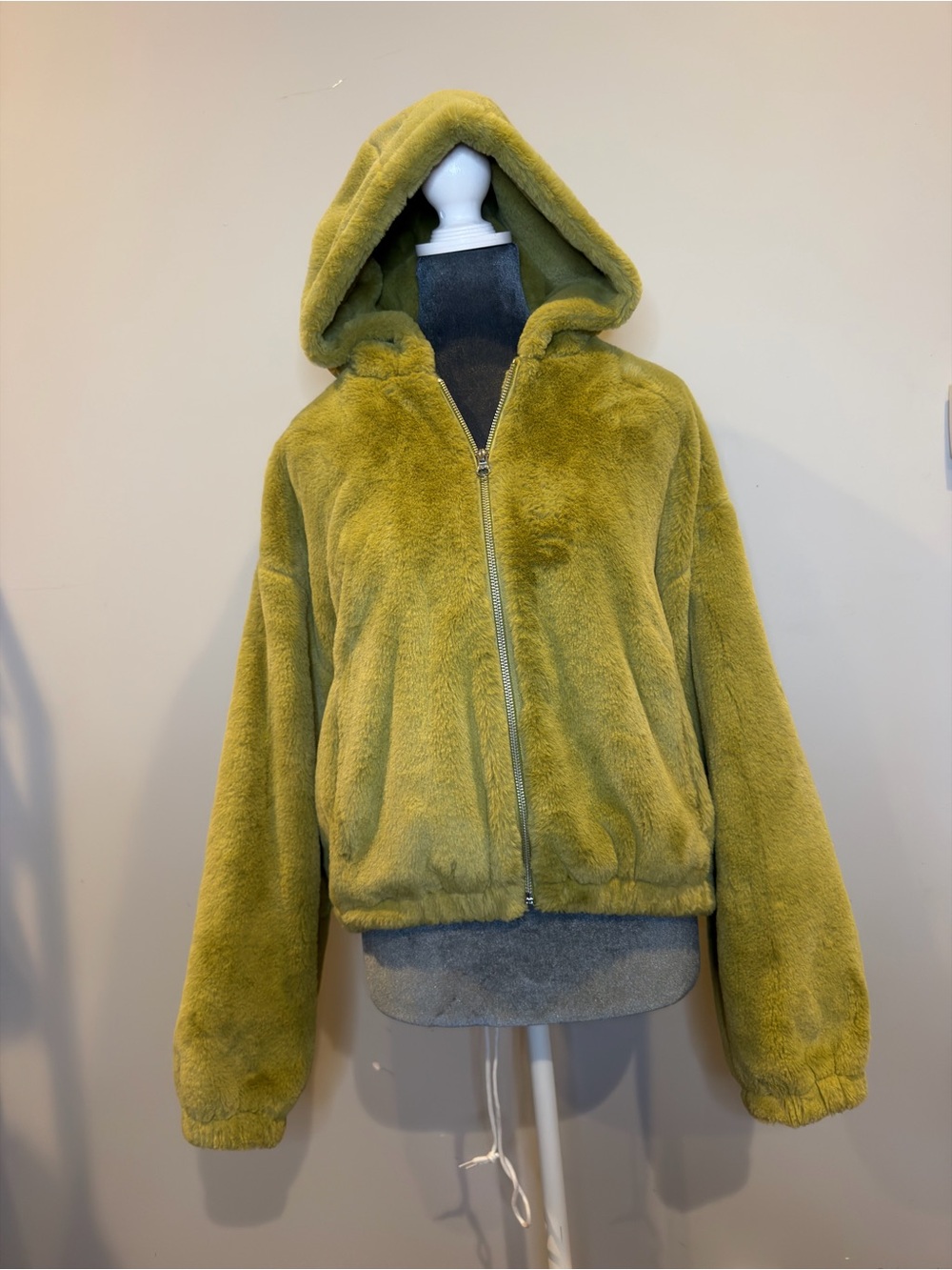bp Olive Green Faux Fur Hooded Bomber Jacket